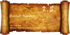 Karpf Sándor névjegykártya