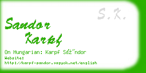 sandor karpf business card